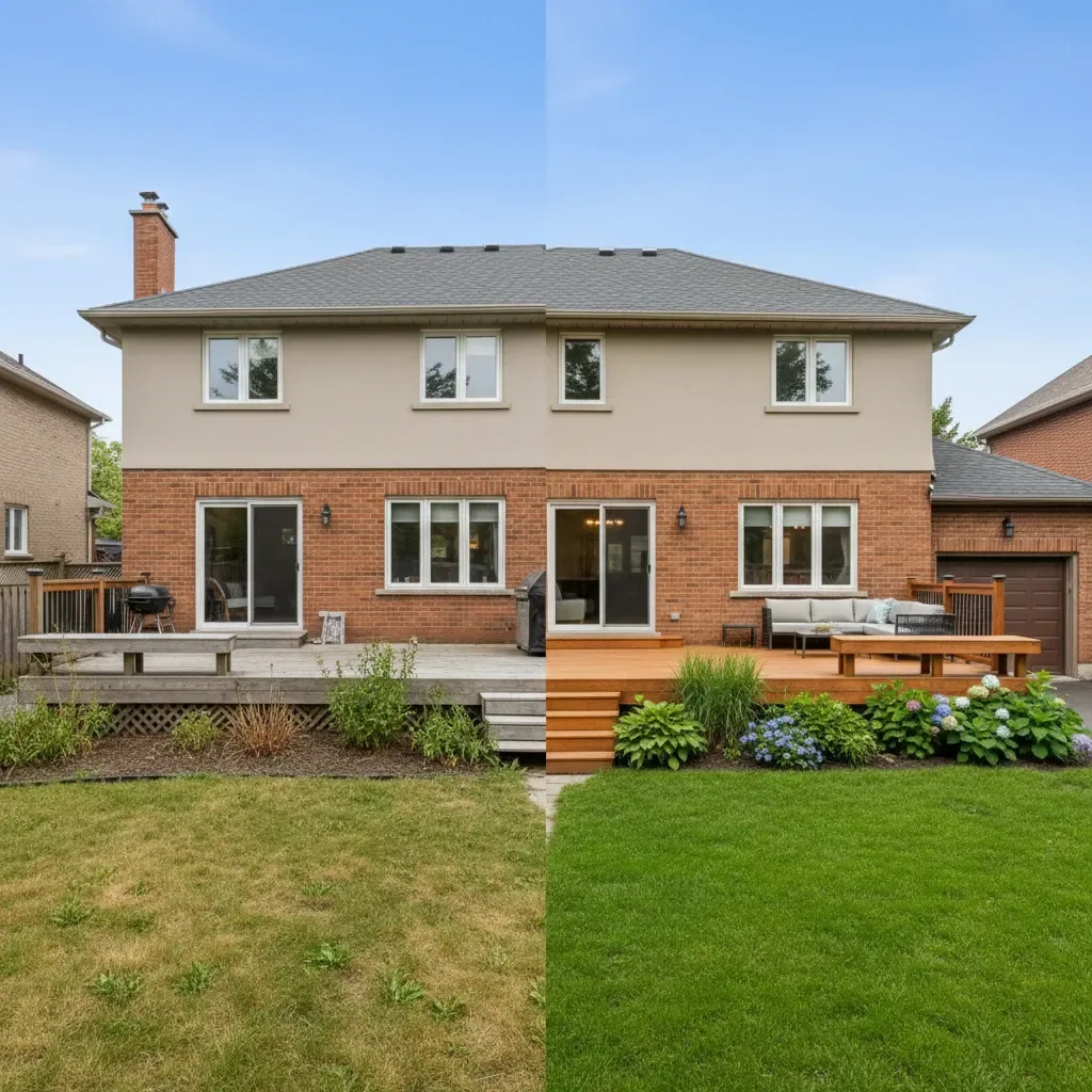 Deck builder transformation - before and after by Legacy Landscaping Etobicoke in Etobicoke